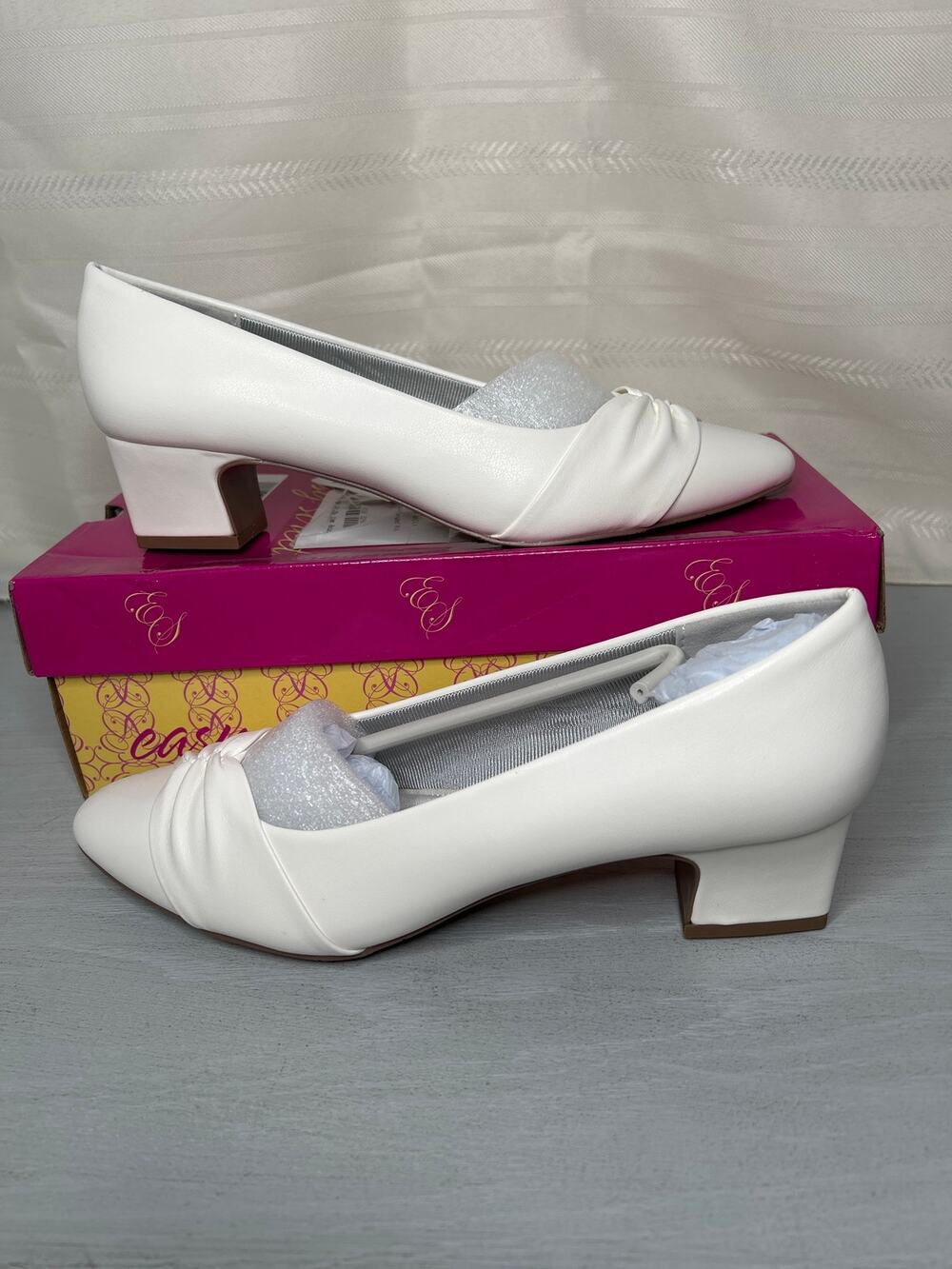 Easy Street Lyanna Block Heel Slip-On Pumps White Womens Size 10